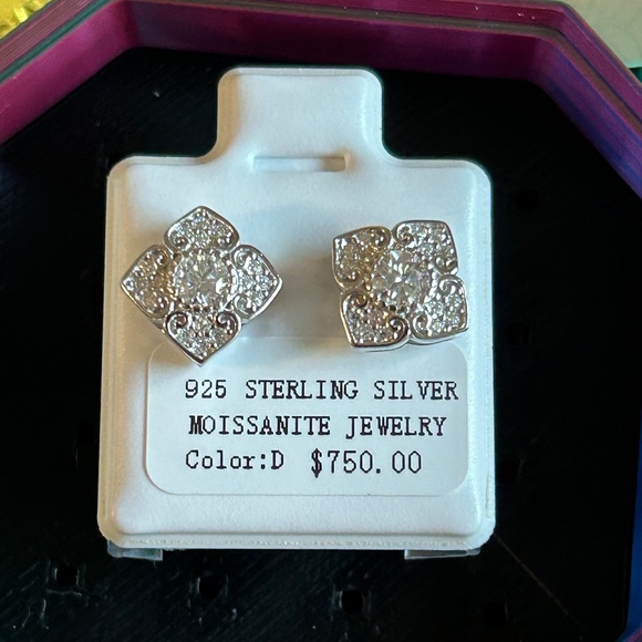 3.5mm Moissanite Sterling Silver earring with screw back posts.